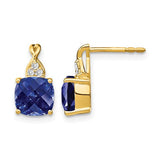 14k-checkerboard-created-sapphire-and-diamond-earrings-SolomonJeweler-Wichita-KS-CustomJewelry