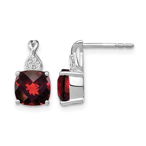 14k-white-gold-checkerboard-garnet-and-diamond-earrings-SolomonJeweler-Wichita-KS-CustomJewelry