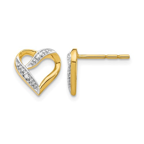 14k-and-rhodium-diamond-heart-post-earrings-SolomonJeweler-Wichita-KS-CustomJewelry
