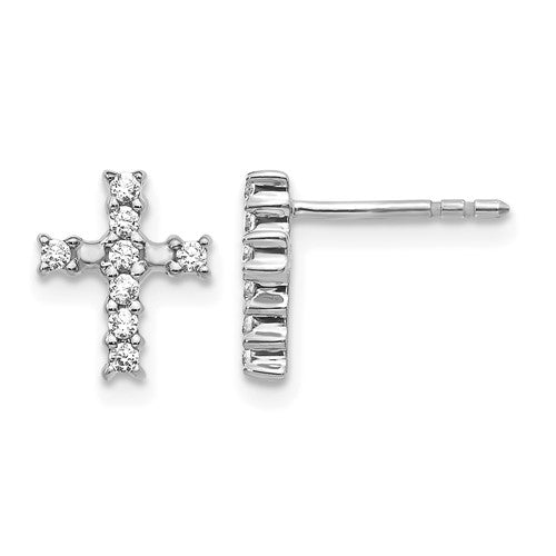 14k-white-gold-polished-diamond-cross-post-earrings-SolomonJeweler-Wichita-KS-CustomJewelry