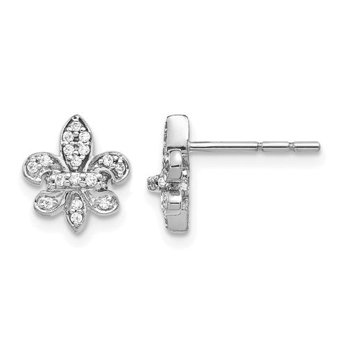 14k-white-gold-diamond-fleur-de-lis-post-earrings-SolomonJeweler-Wichita-KS-CustomJewelry