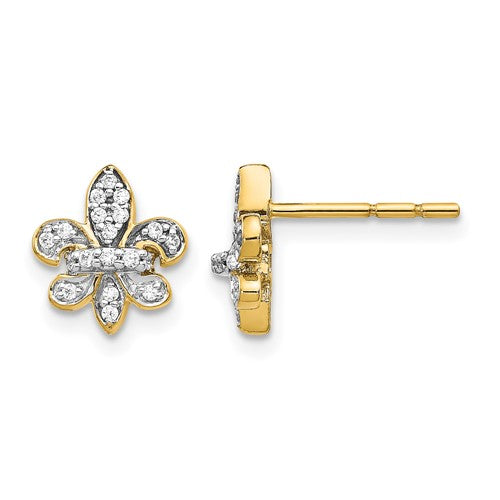 14k-diamond-fleur-de-lis-post-earrings-SolomonJeweler-Wichita-KS-CustomJewelry