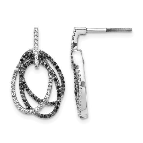 14k-white-gold-white-and-black-diamond-ovals-dangle-post-earrings-SolomonJeweler-Wichita-KS-CustomJewelry