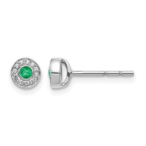 14k-white-gold-diamond-and-emerald-halo-post-earrings-SolomonJeweler-Wichita-KS-CustomJewelry
