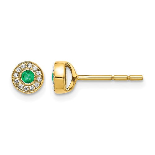 14k-diamond-and-emerald-halo-post-earrings-SolomonJeweler-Wichita-KS-CustomJewelry