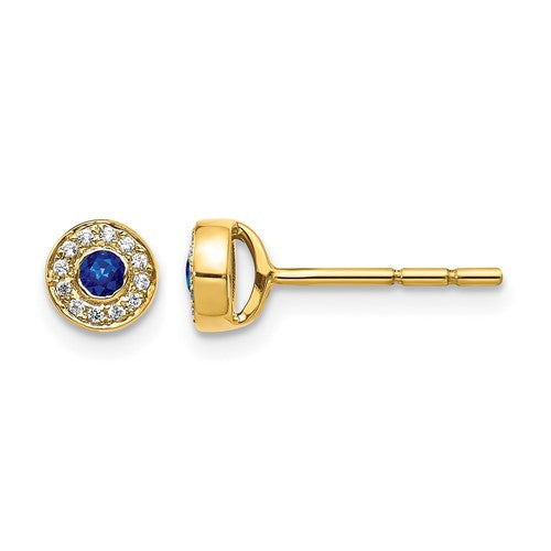 14k-diamond-and-sapphire-halo-post-earrings-SolomonJeweler-Wichita-KS-CustomJewelry