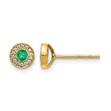 14k-gold-diamond-and-emerald-halo-post-earrings-SolomonJeweler-Wichita-KS-CustomJewelry