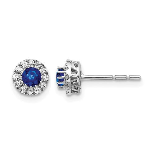 14k-white-gold-diamond-and-blue-sapphire-halo-post-earrings-SolomonJeweler-Wichita-KS-CustomJewelry