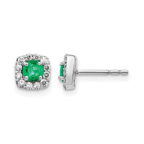14k-white-gold-diamond-and-emerald-square-halo-earrings-SolomonJeweler-Wichita-KS-CustomJewelry
