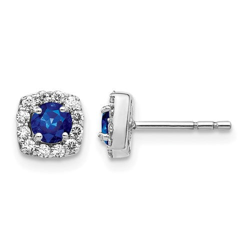 14k-white-gold-diamond-and-sapphire-square-halo-earrings-SolomonJeweler-Wichita-KS-CustomJewelry