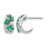 14k-white-gold-diamond-and-emerald-polished-post-hoop-earrings-SolomonJeweler-Wichita-KS-CustomJewelry