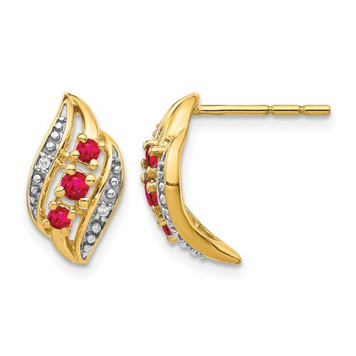 14k-gold-w-siam-ruby-and-diamond-polished-post-earrings-SolomonJeweler-Wichita-KS-CustomJewelry