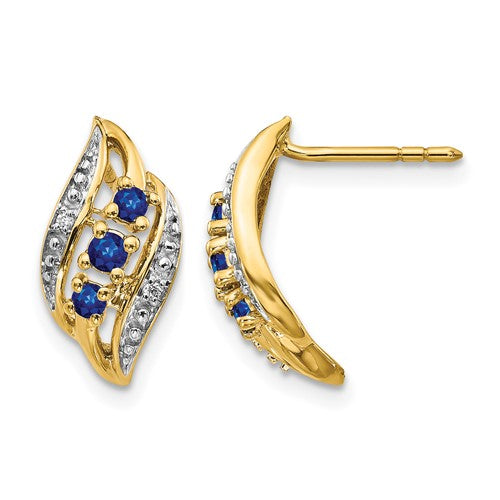14k-gold-w-sapphire-and-diamond-polished-post-earrings-SolomonJeweler-Wichita-KS-CustomJewelry