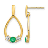 14k-emerald-and-white-sapphire-post-dangle-earrings-SolomonJeweler-Wichita-KS-CustomJewelry
