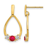 14k-ruby-and-white-sapphire-post-dangle-earrings-SolomonJeweler-Wichita-KS-CustomJewelry