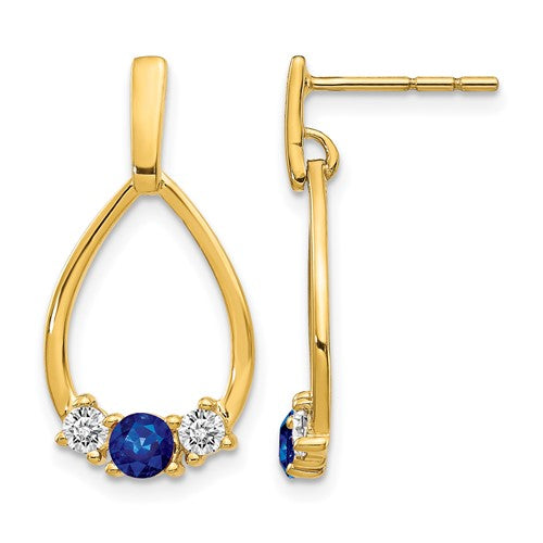 14k-blue-and-white-sapphire-post-dangle-earrings-SolomonJeweler-Wichita-KS-CustomJewelry