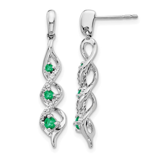 14k-white-gold-diamond-and-emerald-post-dangle-earrings-SolomonJeweler-Wichita-KS-CustomJewelry