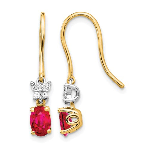 14k-two-tone-diamond-and-oval-ruby-earrings-SolomonJeweler-Wichita-KS-CustomJewelry