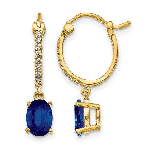 14k-1-10ct-diamond-and-sapphire-dangle-hoop-earrings-SolomonJeweler-Wichita-KS-CustomJewelry