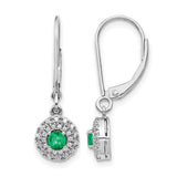 14k-white-gold-diamond-halo-emerald-leverback-dangle-earrings-SolomonJeweler-Wichita-KS-CustomJewelry