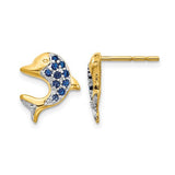 14k-w-rhodium-sapphire-diamond-dolphin-post-earrings-SolomonJeweler-Wichita-KS-CustomJewelry