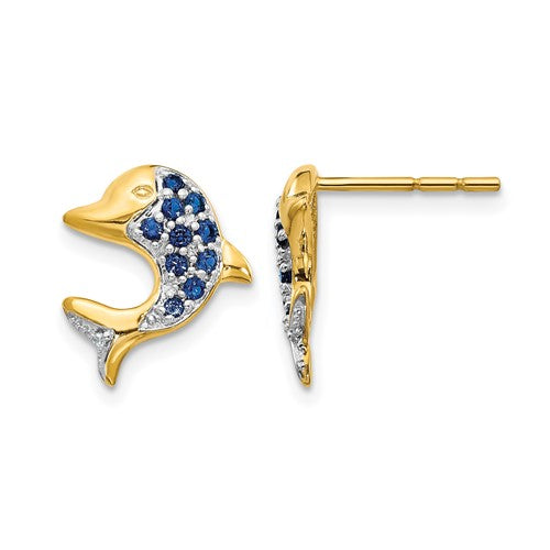 14k-w-rhodium-sapphire-diamond-dolphin-post-earrings-SolomonJeweler-Wichita-KS-CustomJewelry