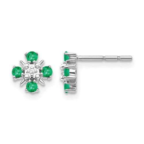 14k-white-gold-emerald-and-diamond-post-earrings-SolomonJeweler-Wichita-KS-CustomJewelry
