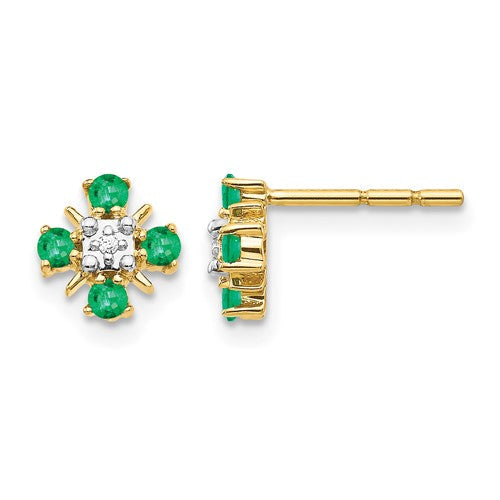 14k-gold-emerald-and-diamond-post-earrings-SolomonJeweler-Wichita-KS-CustomJewelry