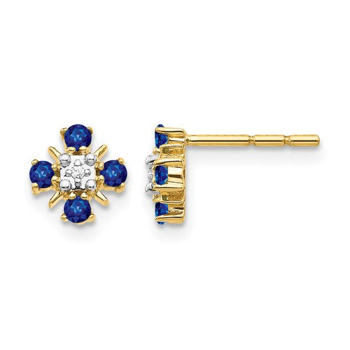 14k-gold-blue-sapphire-and-diamond-post-earrings-SolomonJeweler-Wichita-KS-CustomJewelry
