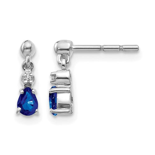 14k-white-gold-blue-sapphire-and-diamond-dangle-post-earrings-SolomonJeweler-Wichita-KS-CustomJewelry