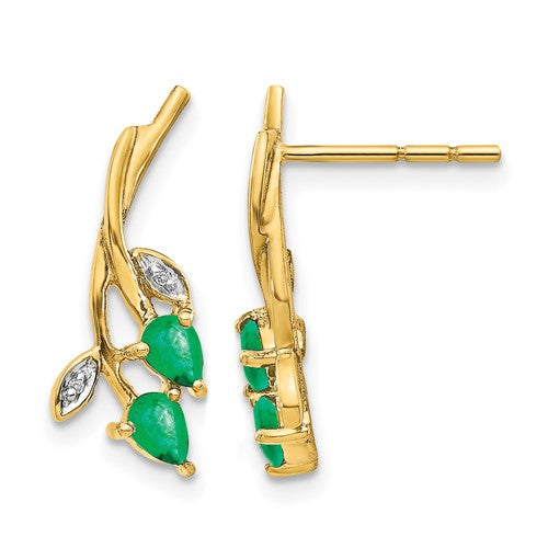 14k-diamond-and-pear-emerald-floral-post-earrings-SolomonJeweler-Wichita-KS-CustomJewelry