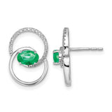14k-white-gold-double-circle-emerald-diamond-post-earrings-SolomonJeweler-Wichita-KS-CustomJewelry