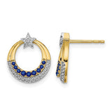14k-polished-sapphire-and-diamond-star-and-circle-post-earrings-SolomonJeweler-Wichita-KS-CustomJewelry