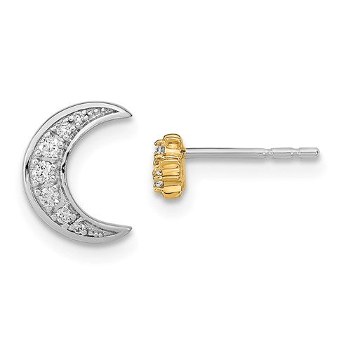 14k-two-tone-moon-and-3-stars-diamond-mis-match-post-earrings-SolomonJeweler-Wichita-KS-CustomJewelry