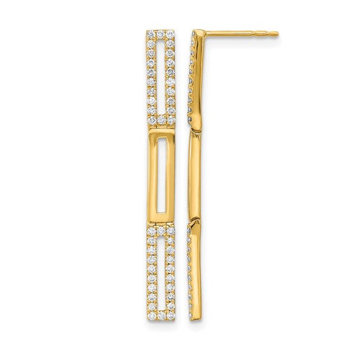 14k-polished-3-rectangle-link-diamond-post-earrings-SolomonJeweler-Wichita-KS-CustomJewelry