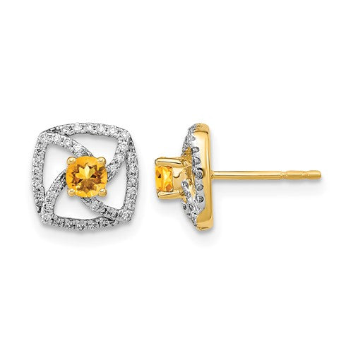 14k-polished-diamond-and-citrine-square-post-earrings-SolomonJeweler-Wichita-KS-CustomJewelry