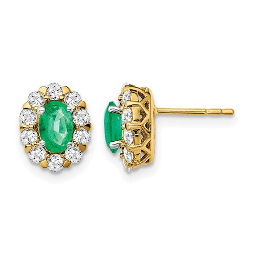 14k-oval-emerald-and-diamond-halo-post-earrings-SolomonJeweler-Wichita-KS-CustomJewelry