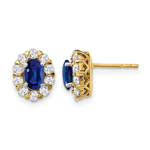 14k-oval-sapphire-and-diamond-halo-post-earrings-SolomonJeweler-Wichita-KS-CustomJewelry
