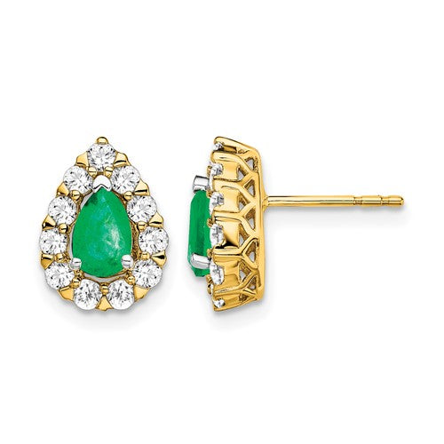 14k-pear-emerald-and-diamond-halo-post-earrings-SolomonJeweler-Wichita-KS-CustomJewelry