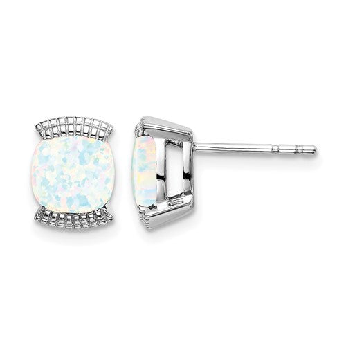 14k-white-gold-created-opal-post-earrings-SolomonJeweler-Wichita-KS-CustomJewelry