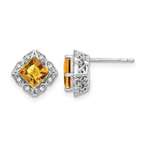 14k-white-gold-square-citrine-and-diamond-earrings-SolomonJeweler-Wichita-KS-CustomJewelry
