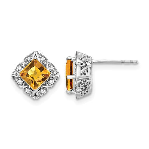 14k-white-gold-square-citrine-and-diamond-earrings-SolomonJeweler-Wichita-KS-CustomJewelry