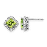 14k-white-gold-square-peridot-and-diamond-earrings-SolomonJeweler-Wichita-KS-CustomJewelry