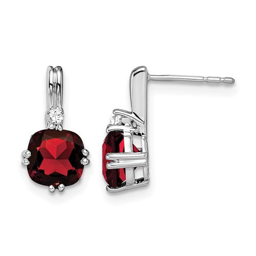 14k-white-gold-cushion-garnet-and-diamond-earrings-SolomonJeweler-Wichita-KS-CustomJewelry