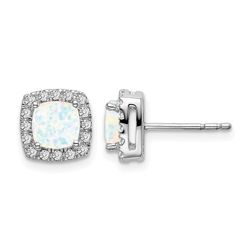 14k-white-gold-cushion-created-opal-and-diamond-halo-earrings-SolomonJeweler-Wichita-KS-CustomJewelry