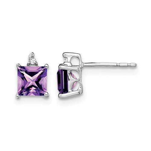 14k-white-gold-princess-amethyst-and-diamond-earrings-SolomonJeweler-Wichita-KS-CustomJewelry