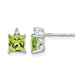 14k-white-gold-princess-peridot-and-diamond-earrings-SolomonJeweler-Wichita-KS-CustomJewelry