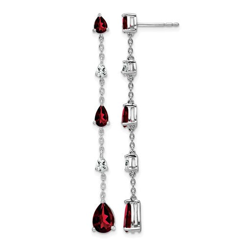 14k-white-gold-garnet-and-white-topaz-dangle-earrings-SolomonJeweler-Wichita-KS-CustomJewelry