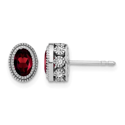 14k-white-gold-oval-garnet-and-diamond-earrings-SolomonJeweler-Wichita-KS-CustomJewelry