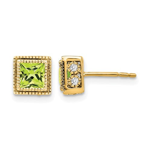 14k-square-peridot-and-diamond-earrings-SolomonJeweler-Wichita-KS-CustomJewelry